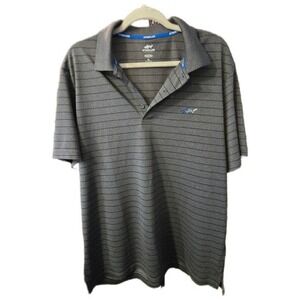 Greg Norman Attack Life‎ XL Play Dry Polo Shirt Gray Black Stripe